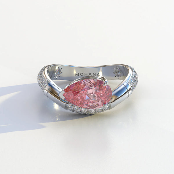 2 Carat Pink Lab Grown Diamond Engagement Ring – Pear Cut East-West | J'Lure