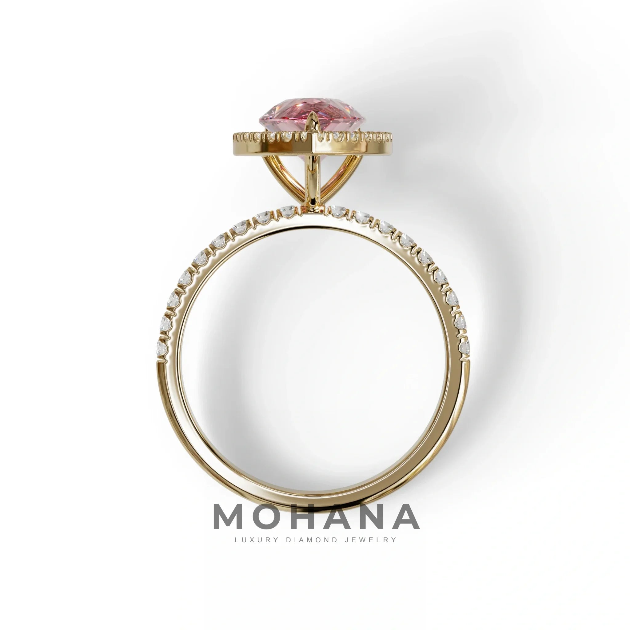2 Carat Pink Pear Cut Halo & Pave Lab Diamond Ring - Glam Deck