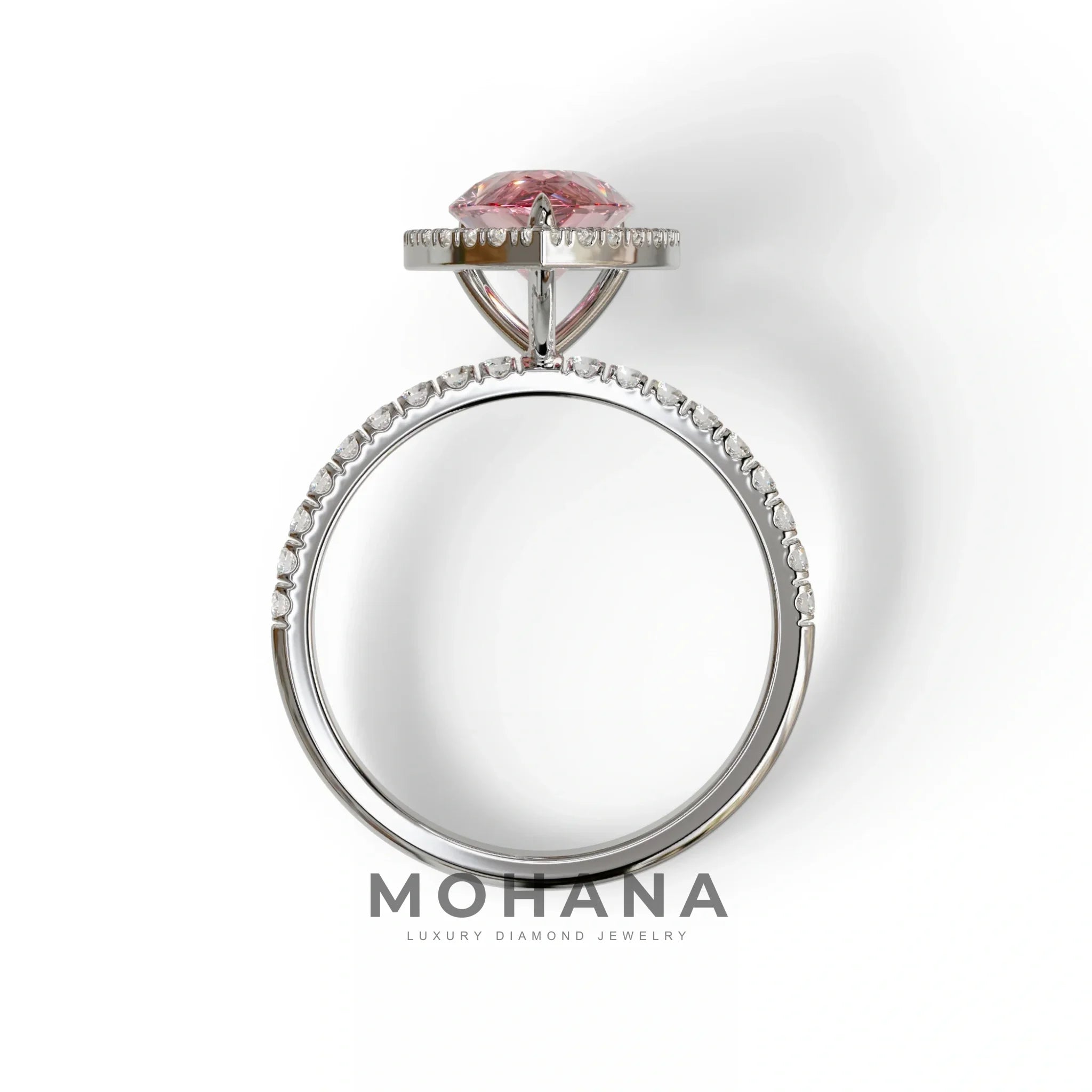 2 Carat Pink Pear Cut Halo & Pave Lab Diamond Ring - Glam Deck