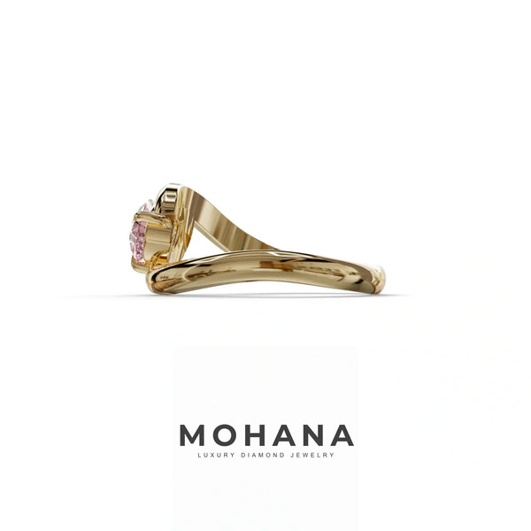 2 Carat Pink Lab Grown Diamond Engagement Ring – Pear Cut Solitaire | Maniya alternate view