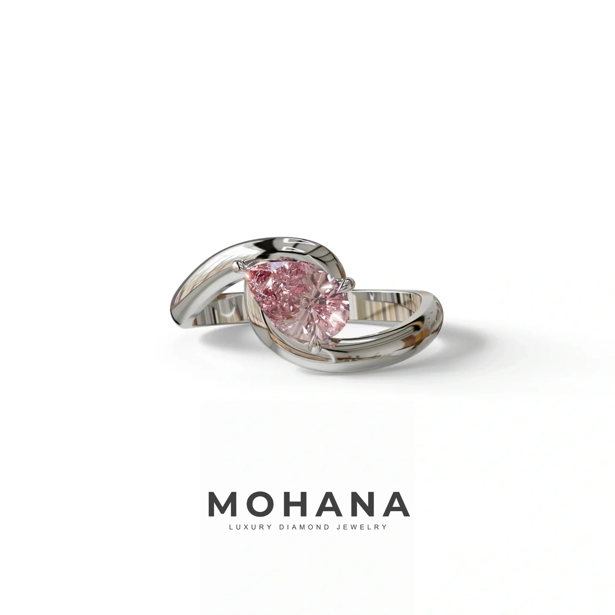 1 Carat Pink Pear Cut Solitaire Lab Grown Diamond Ring - Maniya - 10K Solid Gold / White Gold