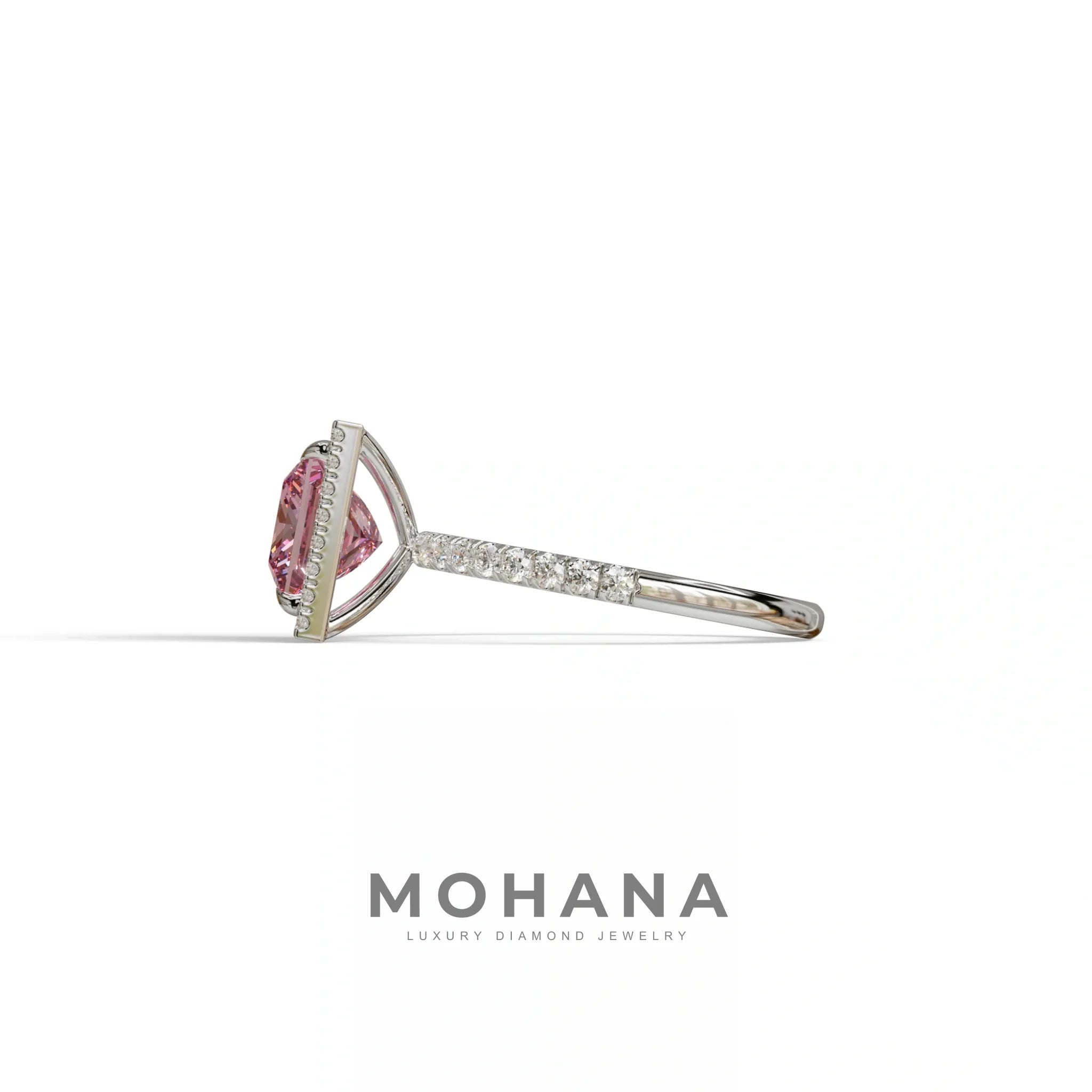 2 Carat Pink Princess Cut Halo & Pave Lab Diamond Ring - Diamond Prime