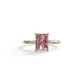 2 Ct Fancy Vivid Pink Radiant Cut Lab Grown Diamond Engagement Ring | Space-Chanel Setting - Elaria - 10K Solid Gold