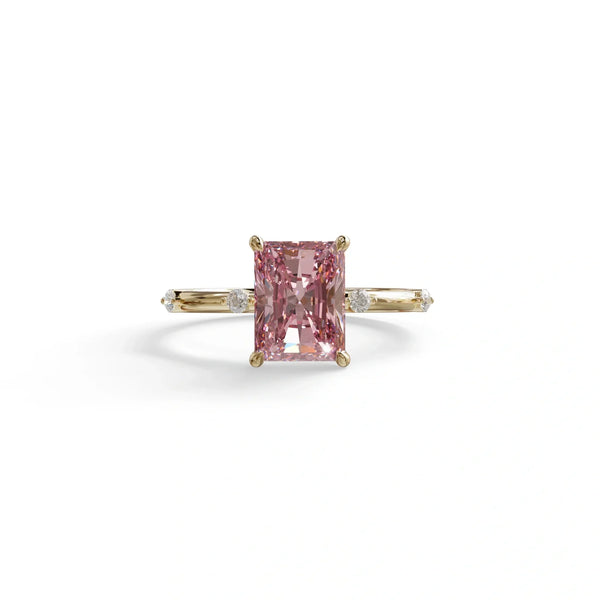 2 Carat Pink Lab Grown Diamond Engagement Ring – Radiant Cut Channel Set | Elaria