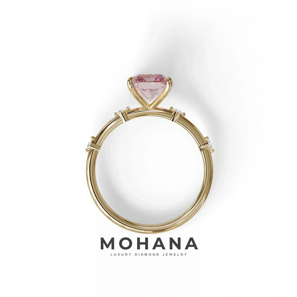 2 Carat Pink Lab Grown Diamond Engagement Ring – Radiant Cut Channel Set | Elaria alternate view