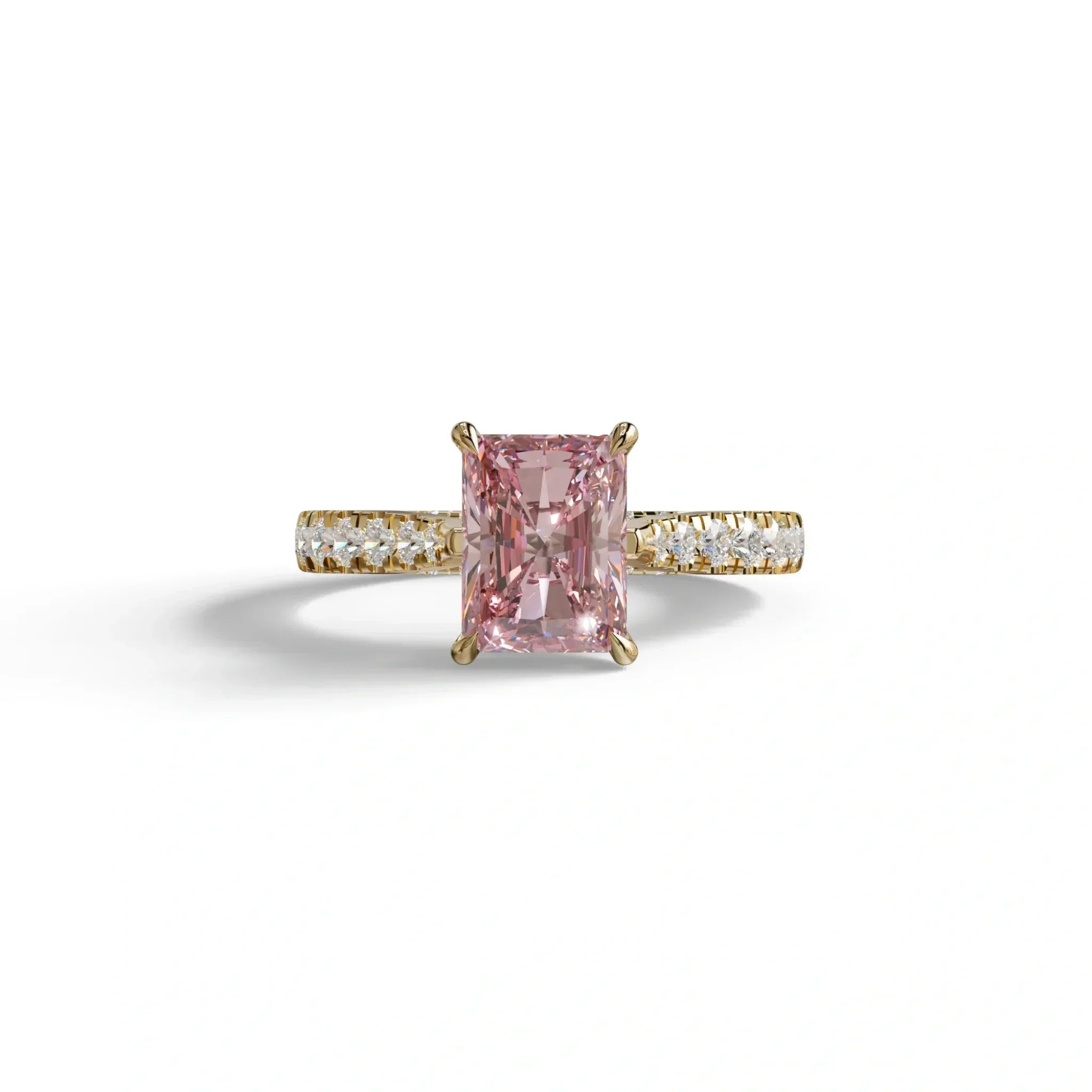 2 Carat Pink Radiant Cut Halo & Pave Lab Grown Diamond Ring- Asphalt