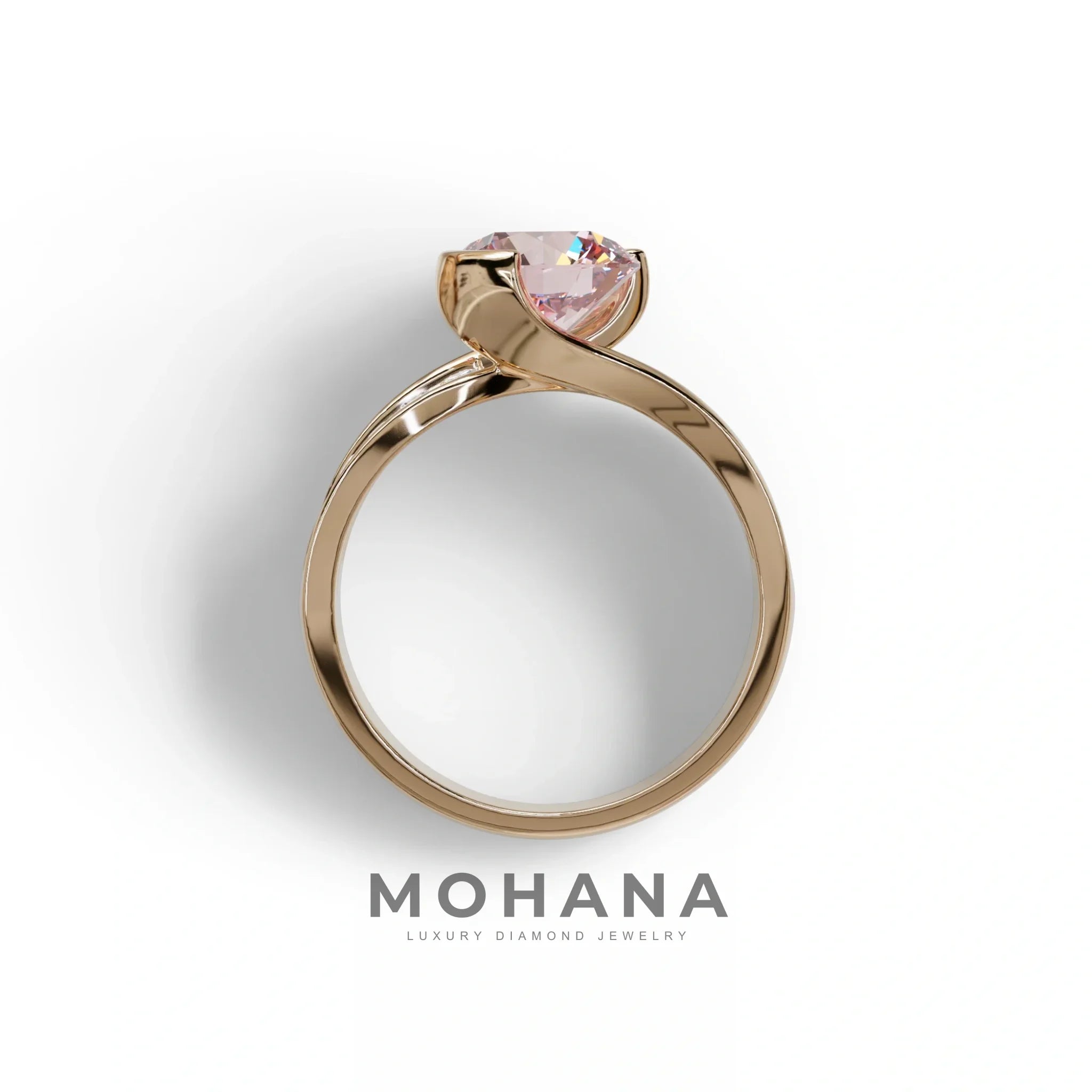 2 Carat Pink Round Shaped Channel Set Lab Diamond Engagement Ring - Avonlea