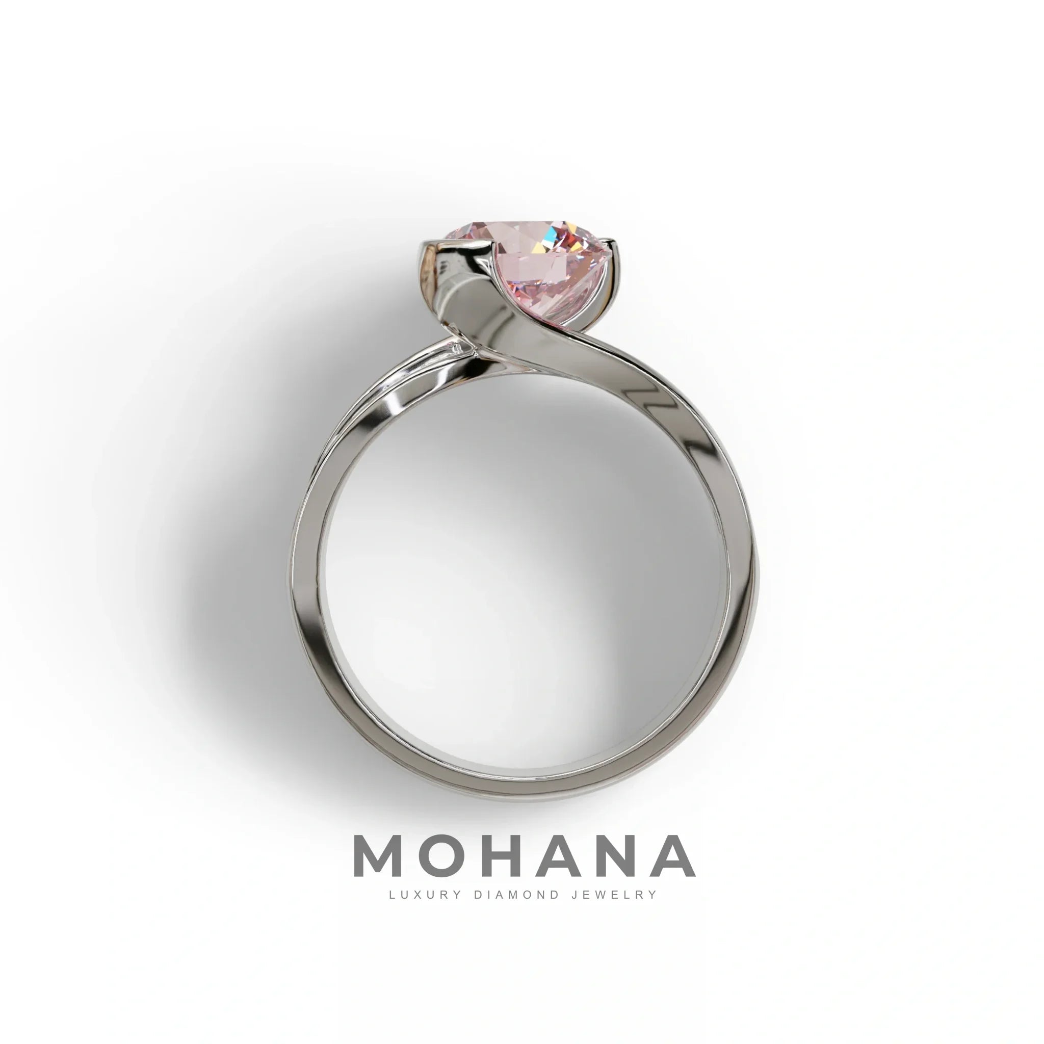 2 Carat Pink Round Shaped Channel Set Lab Diamond Engagement Ring - Avonlea
