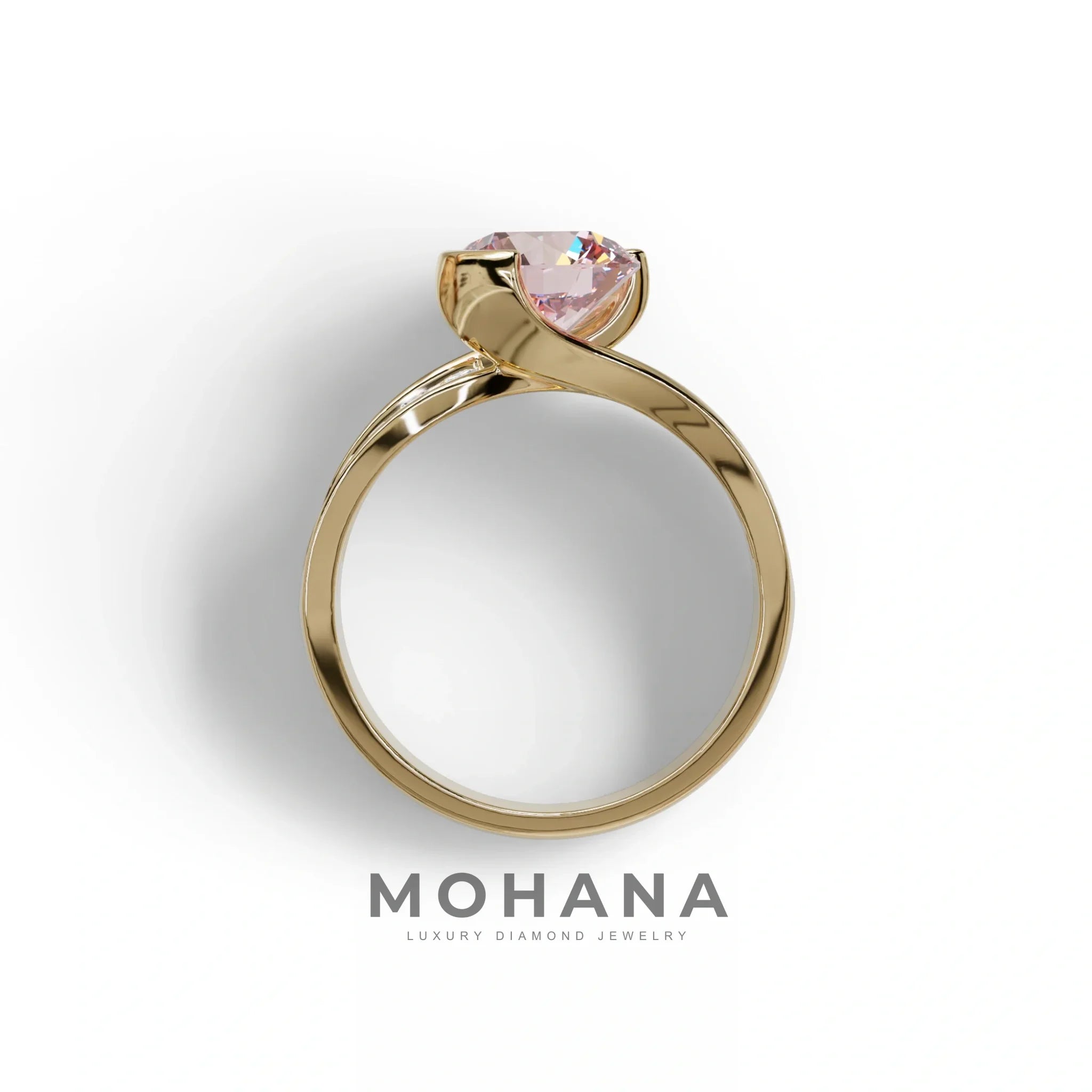 2 Carat Pink Round Shaped Channel Set Lab Diamond Engagement Ring - Avonlea