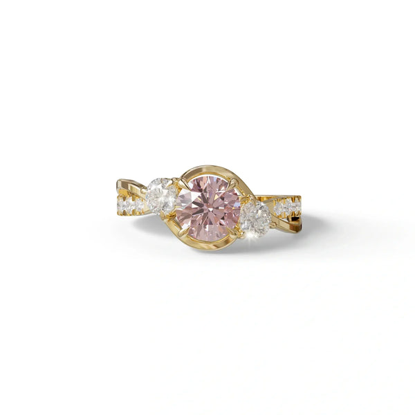 2 Carat Pink Lab Grown Diamond Engagement Ring – Round Cut Halo | Giverny