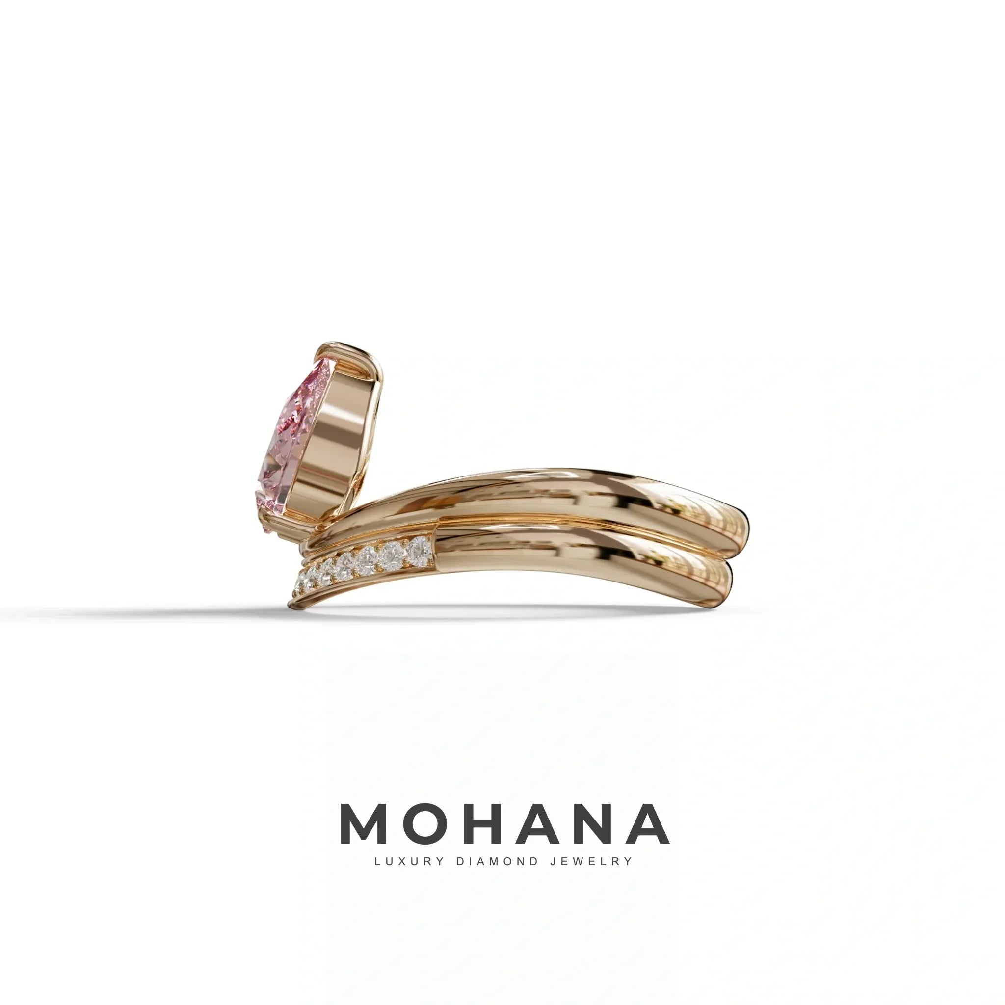 2 Carat Pink Color Lab Diamond Wedding Ring set - Gemini
