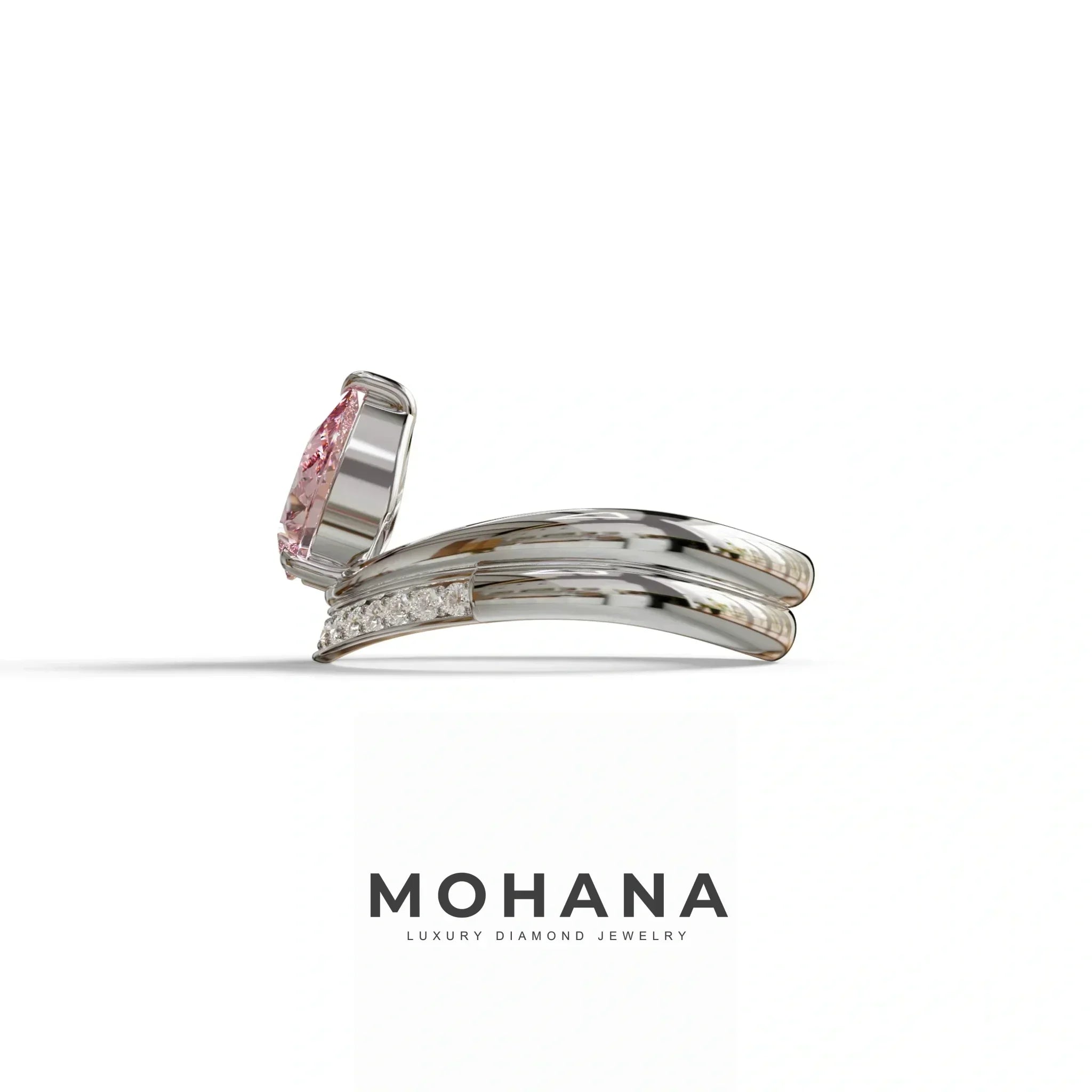 2 Carat Pink Color Lab Diamond Wedding Ring set - Gemini