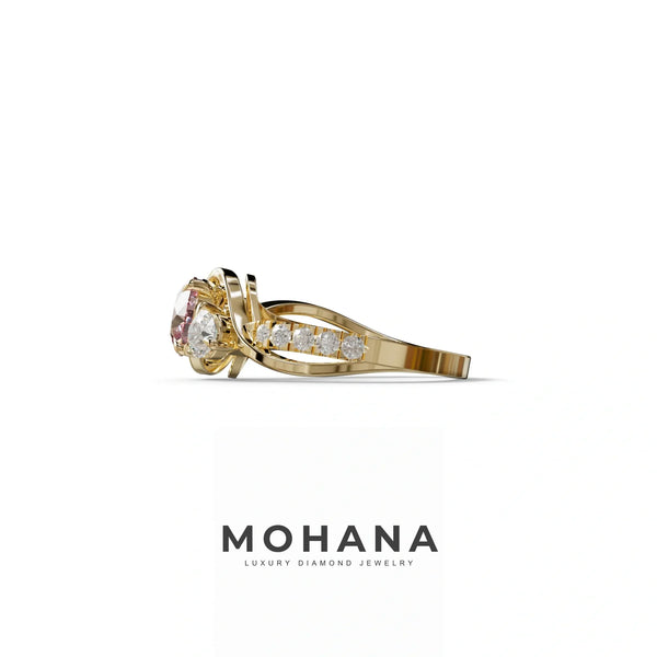 2 Carat Pink Lab Grown Diamond Engagement Ring – Round Cut Halo | Giverny alternate view