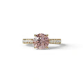 2 Carat Round Cut Pink Lab Grown Diamond Engagement Ring | Hidden Halo & Pave - Brilliant - 10K Solid Gold / Yellow Gold