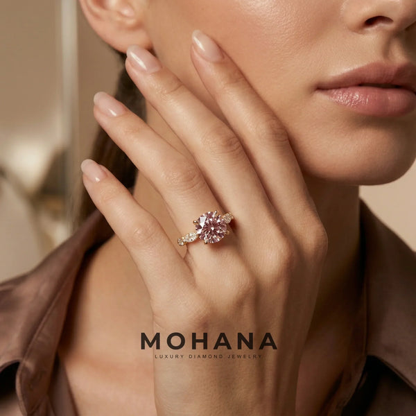 2 Carat Pink Lab Grown Diamond Engagement Ring – Round Cut Hidden Halo alternate view