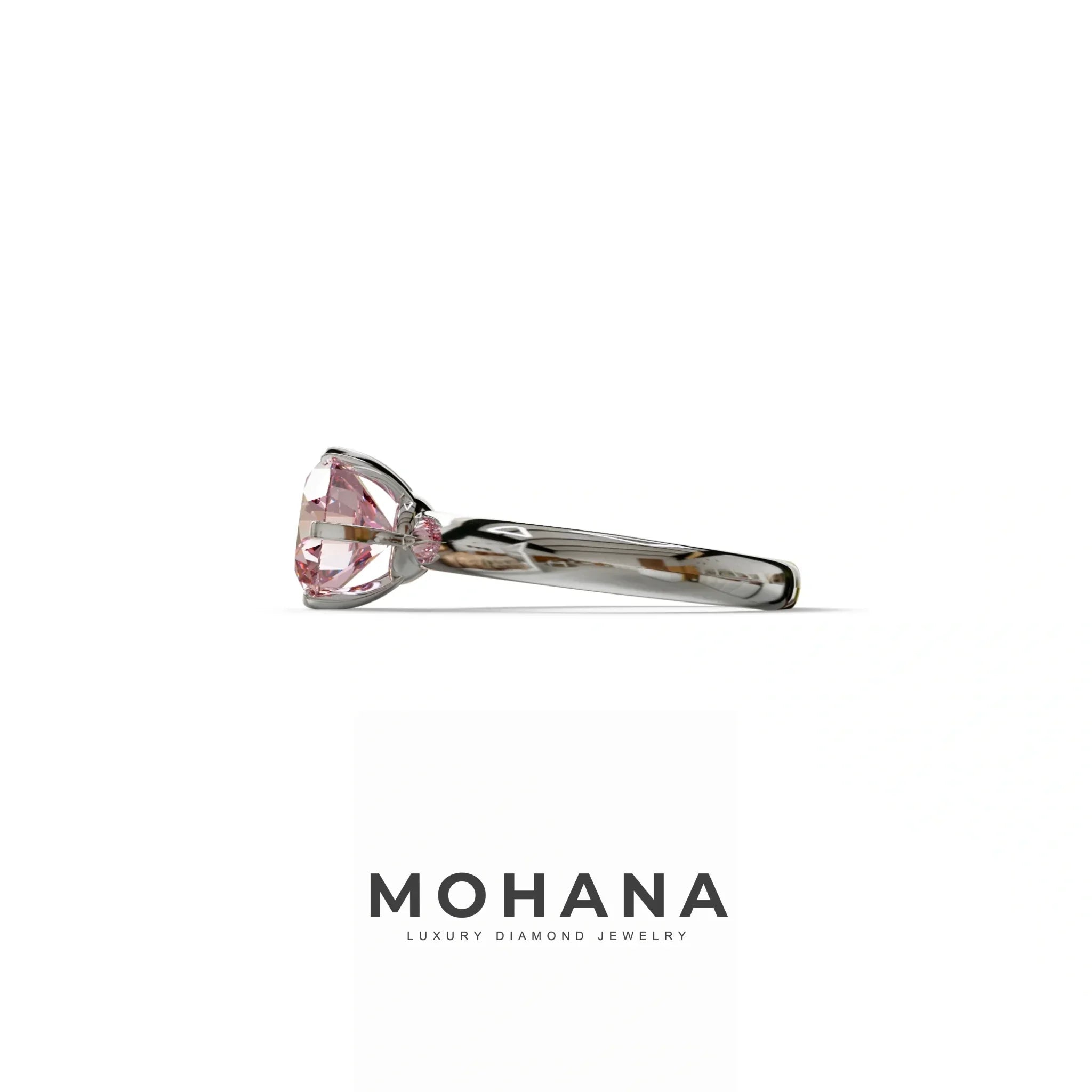 2 Carat Pink Round Cut Solitaire Lab Diamond Ring - Fury