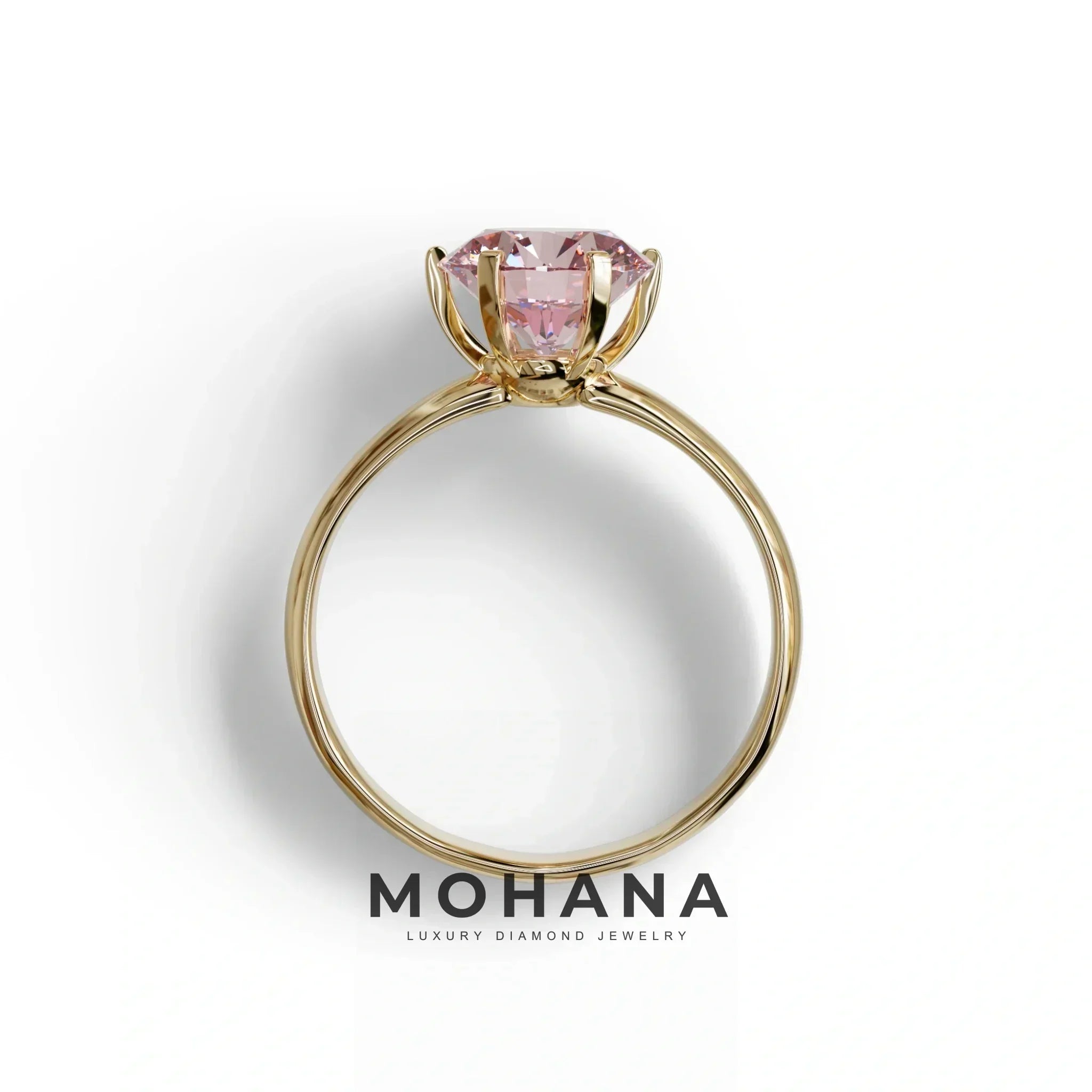 2 Carat Pink Round Cut Solitaire Lab Diamond Ring - Fury