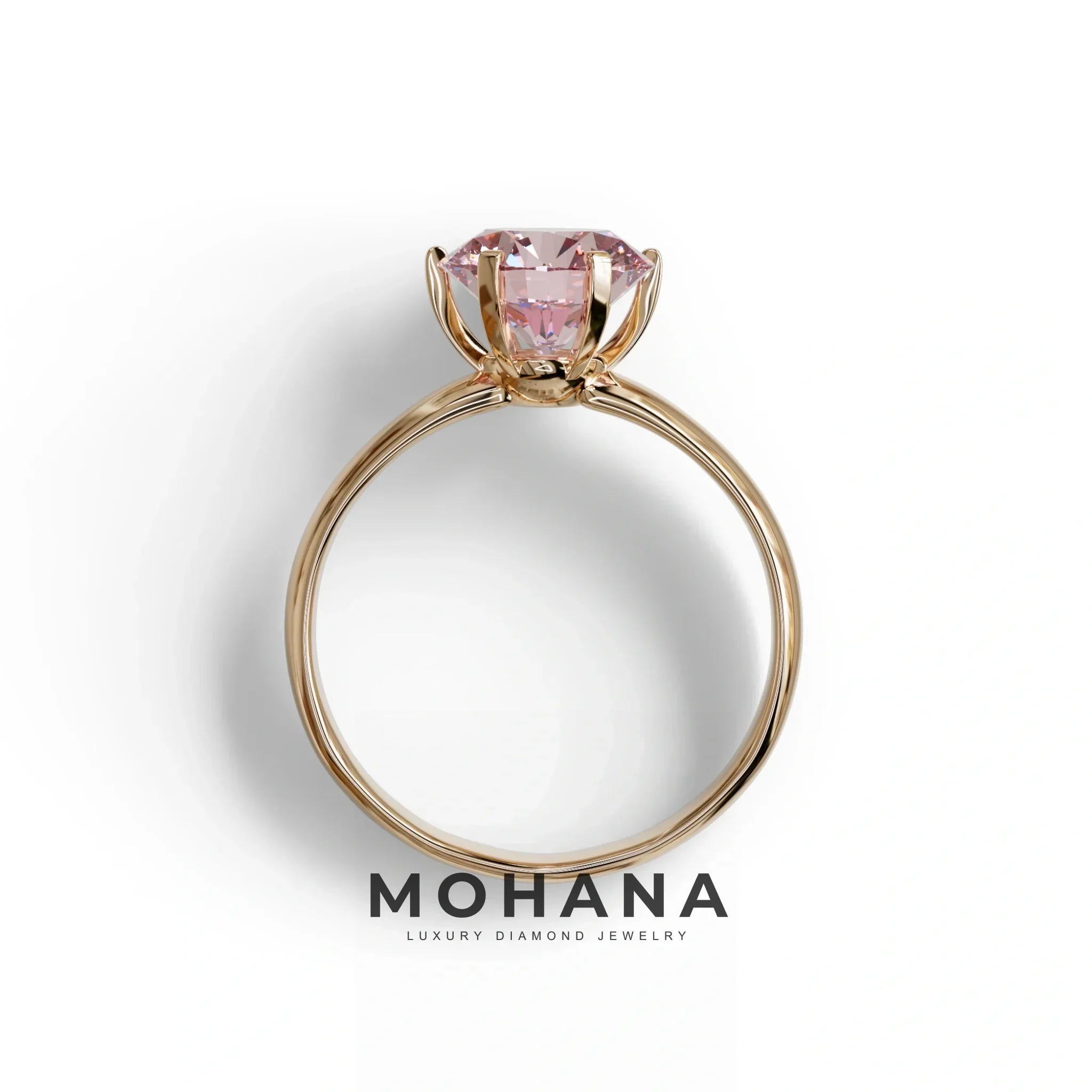 2 Carat Pink Round Cut Solitaire Lab Diamond Ring - Fury