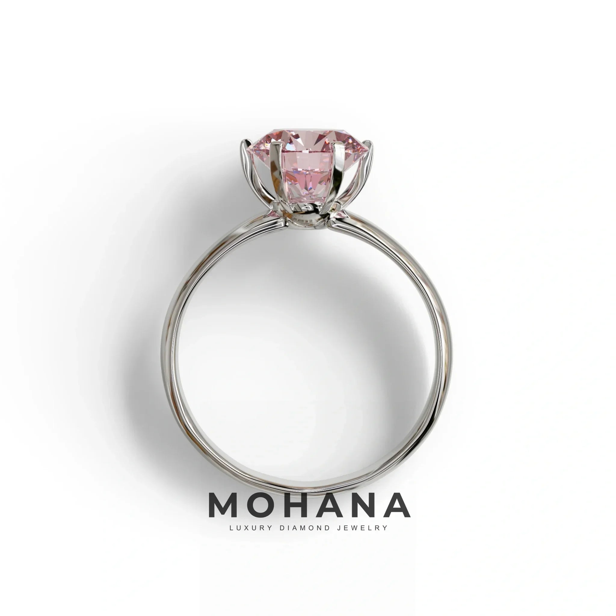 2 Carat Pink Round Cut Solitaire Lab Diamond Ring - Fury