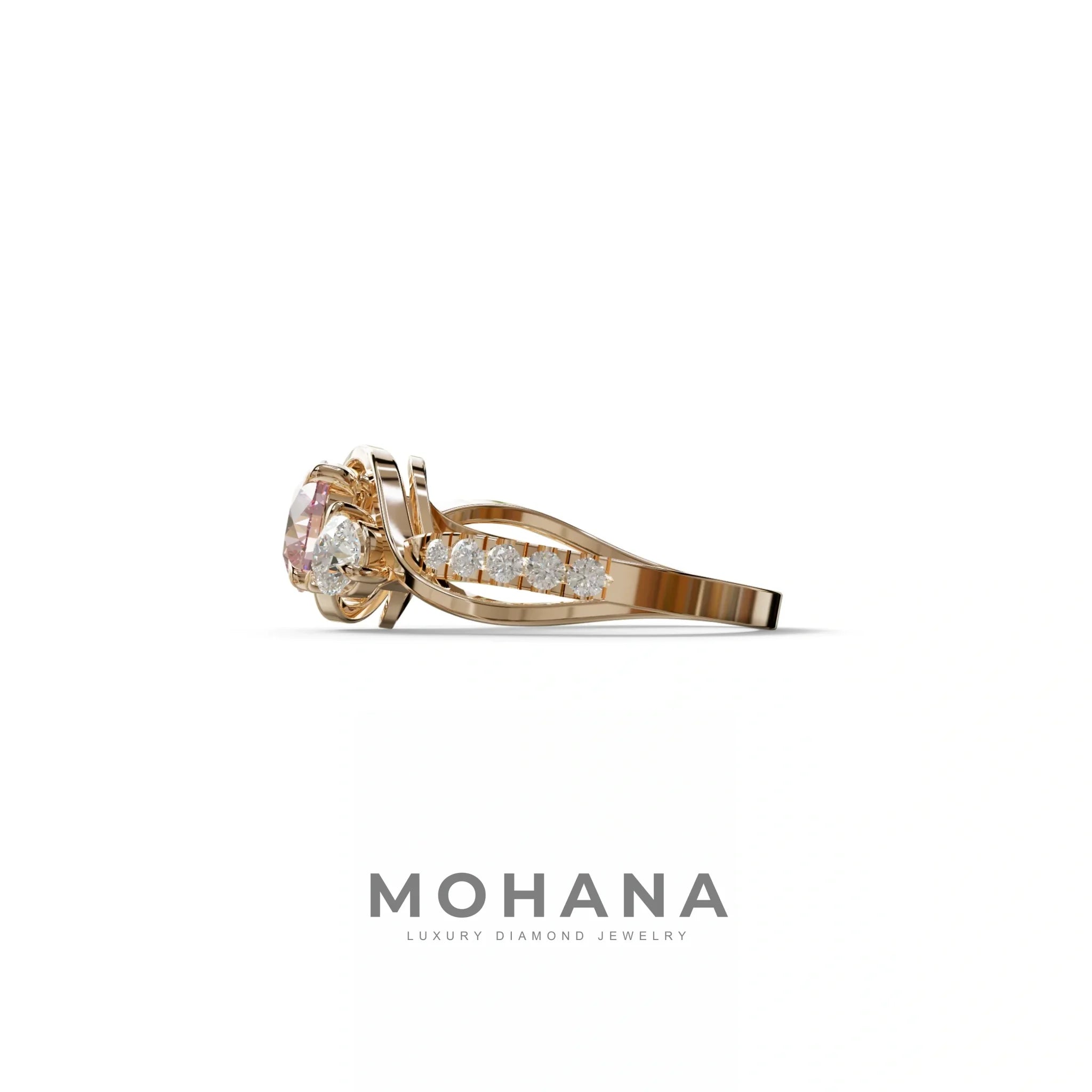 2 Carat Pink Lab Grown Diamond Round Engagement Ring - Giverny