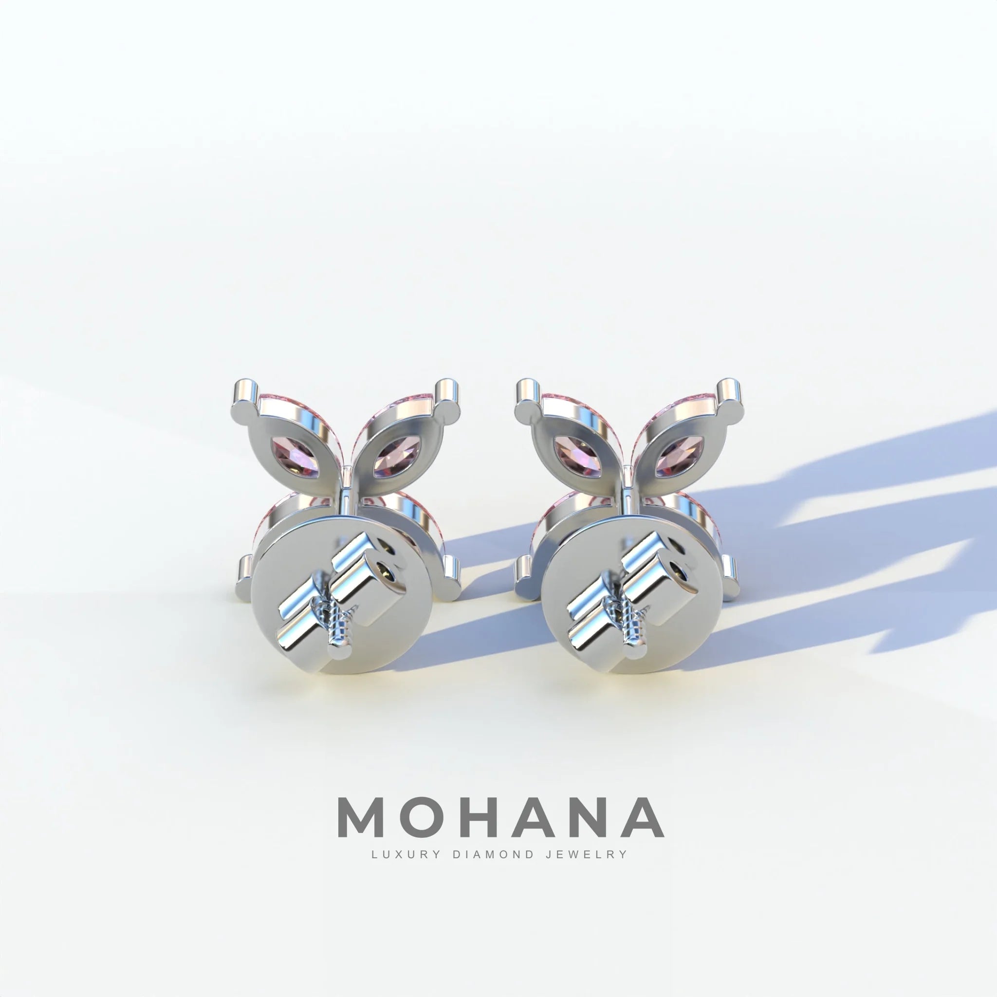 2 Carat Pink Marquise Cut Lab Grown Diamond Stud Earrings - Maria Tash