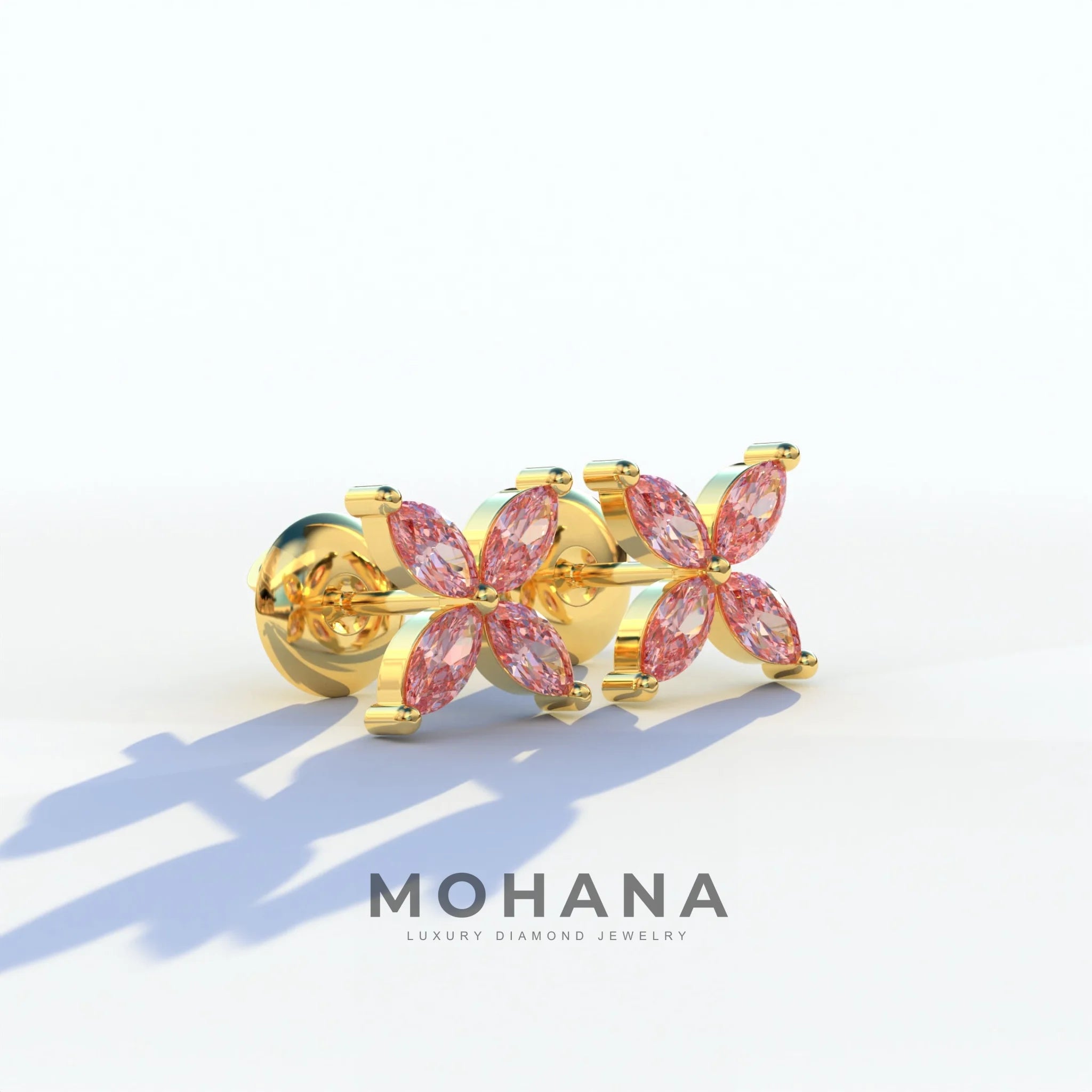 2 Carat Pink Marquise Cut Lab Grown Diamond Stud Earrings - Maria Tash
