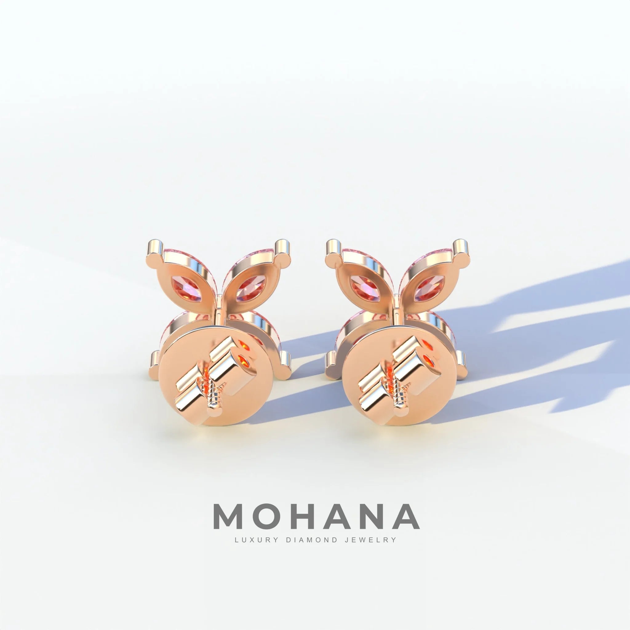 2 Carat Pink Marquise Cut Lab Grown Diamond Stud Earrings - Maria Tash