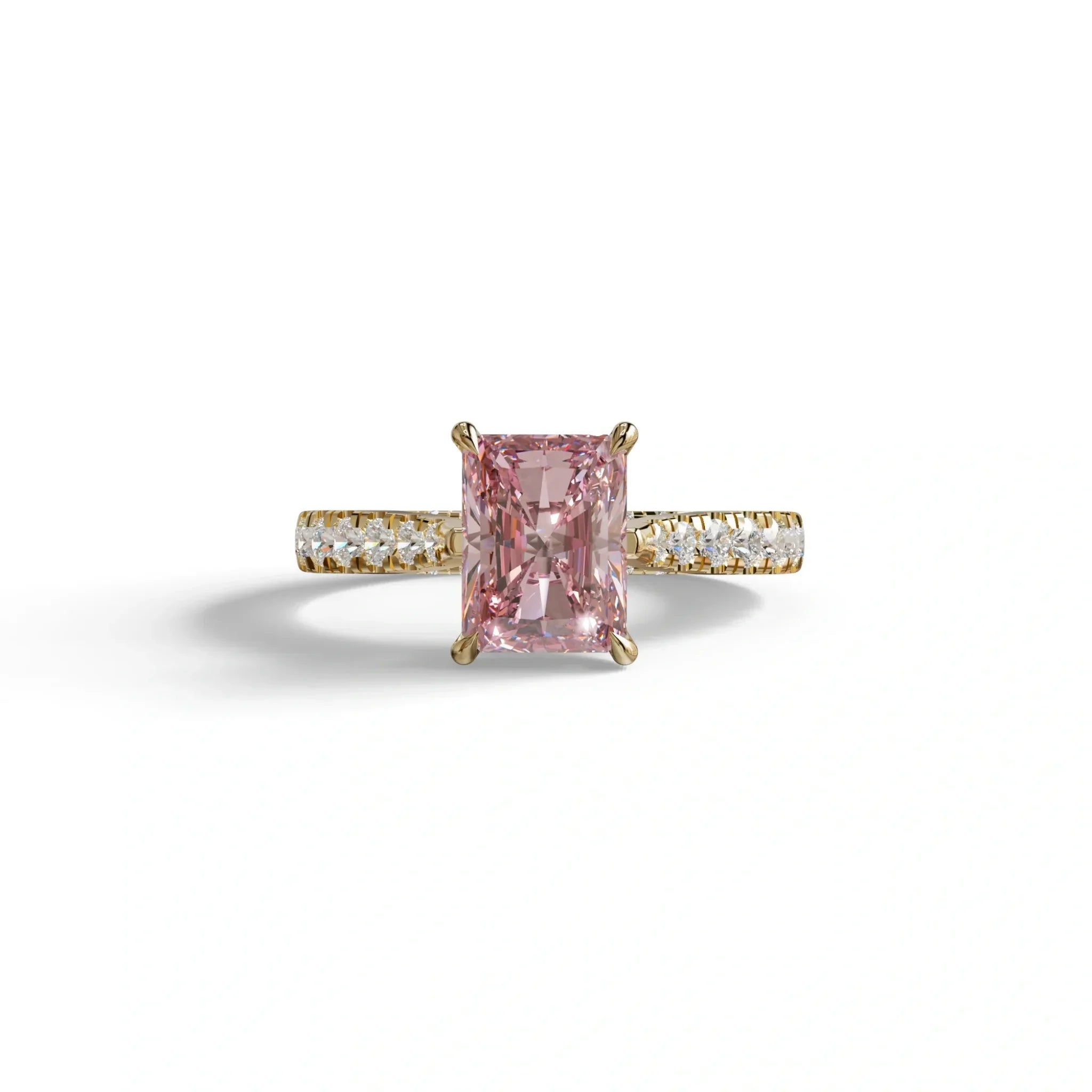 2 Carat Pink Radiant Cut Halo & Pave Lab Grown Diamond Ring- Asphalt