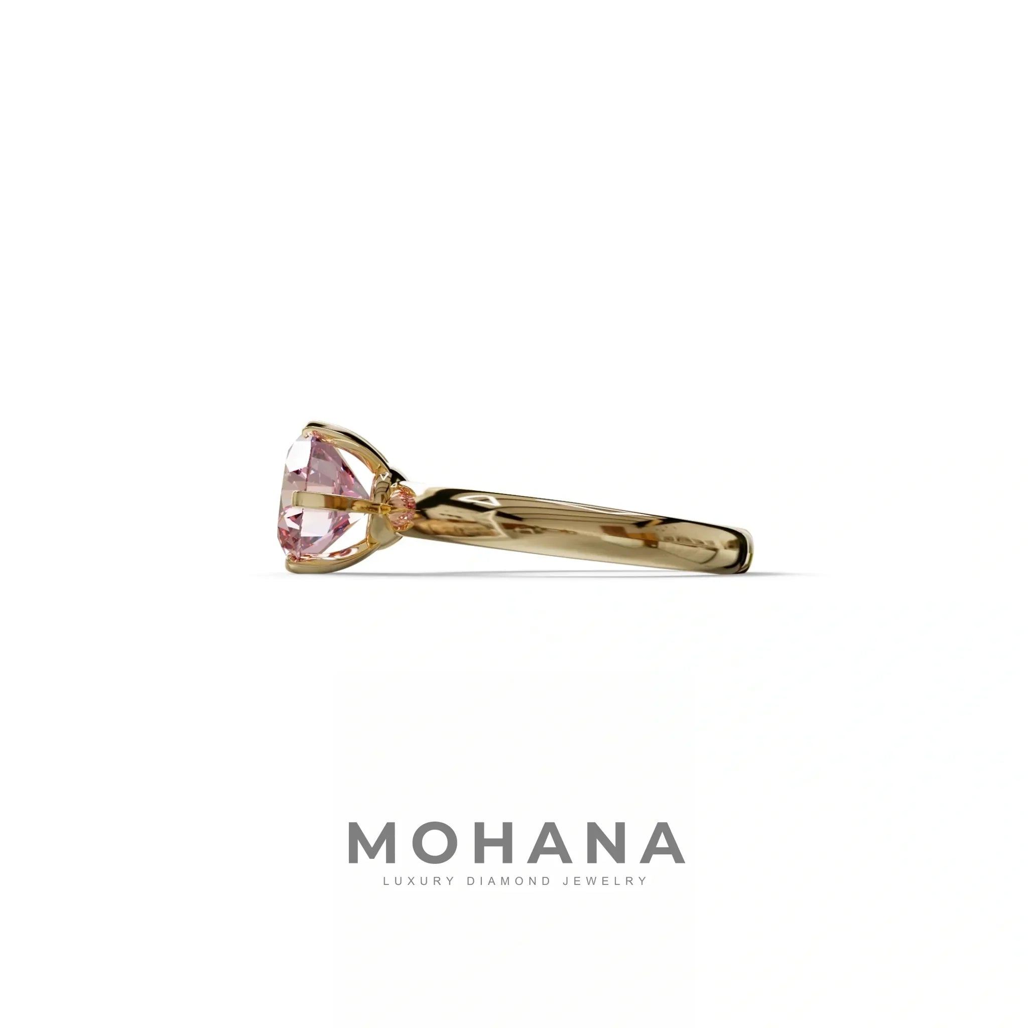 2 Carat Pink Round Cut Solitaire Lab Diamond Ring - Fury