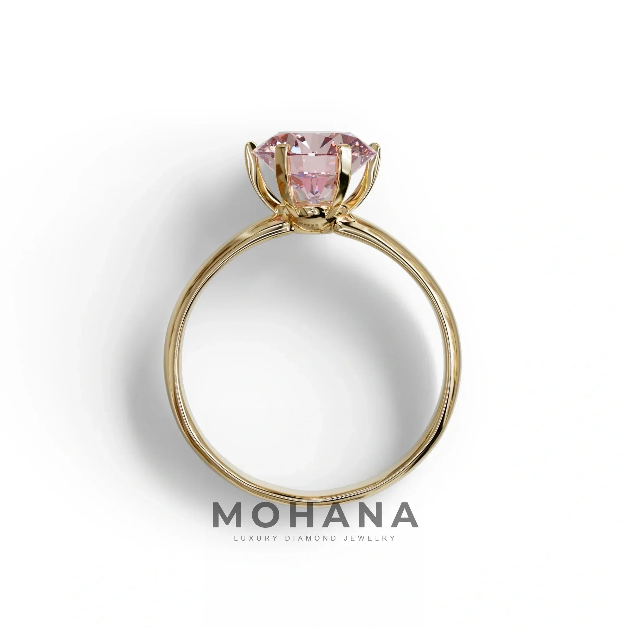 2 Carat Pink Round Cut Solitaire Lab Diamond Ring - Fury