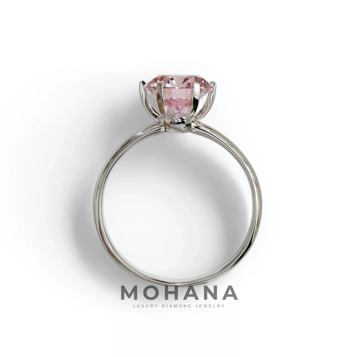 2 Carat Pink Round Cut Solitaire Lab Diamond Ring - Fury