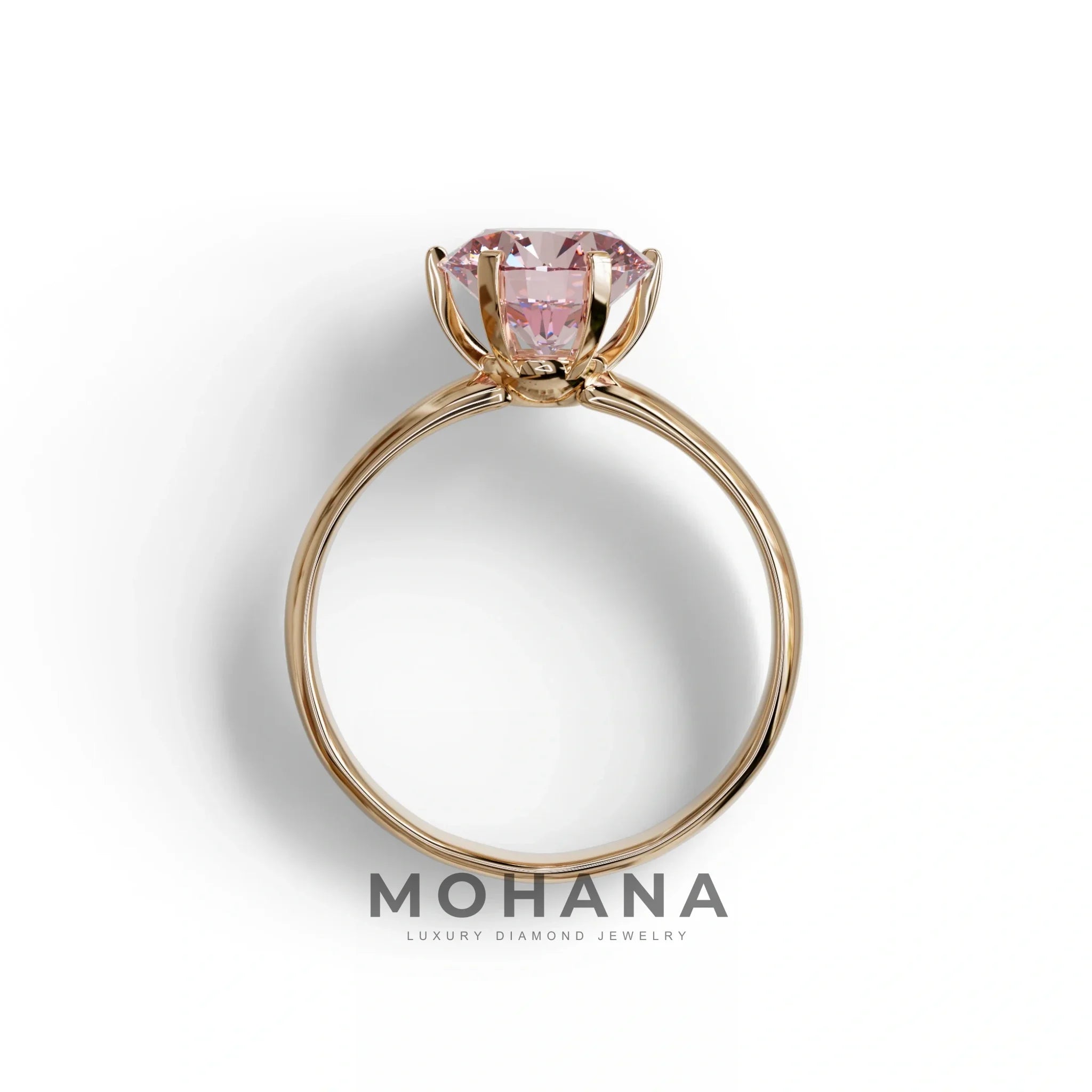 2 Carat Pink Round Cut Solitaire Lab Diamond Ring - Fury