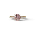 2 Carat Round Cut Pink Lab Grown Diamond Engagement Ring | Hidden Halo & Pave - Brilliant - 10K Solid Gold / Yellow Gold
