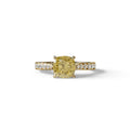 2 Carat Yellow Cushion Cut Lab Diamond Engagement Ring - Leo - 10K Solid Gold / Yellow Gold