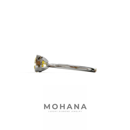 2 Carat Yellow Cushion Diamond Ring - Half Bezel Set Ring - Remi
