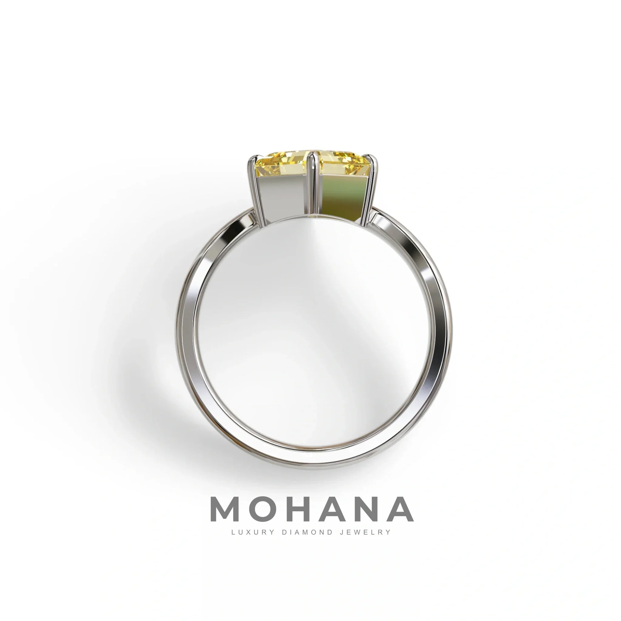 2 Ct Fancy Yellow Asscher Cut Lab Diamond Solitaire Engagement Ring - Louily