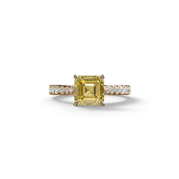 2 Carat Yellow Lab Grown Diamond Engagement Ring – Asscher Cut Hidden Halo | Kay