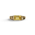 2 Carat Yellow Emerald Cut East West Lab Diamond Ring - Ashleen - 10K Solid Gold / Yellow Gold