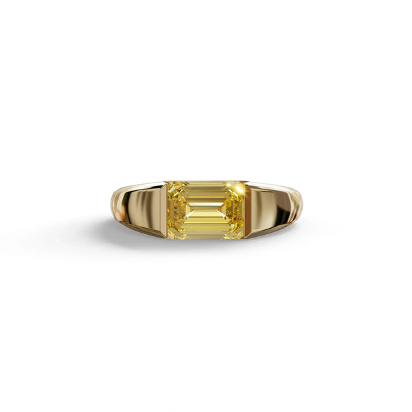 2 Carat Yellow Lab Grown Diamond Engagement Ring – Emerald Cut Bezel | Ashleen