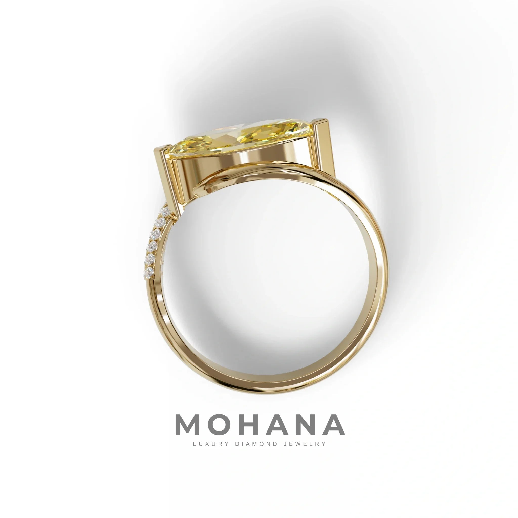 2 Carat Fancy Yellow Marquise Cut Lab Grown Diamond Engagement Ring - Maya