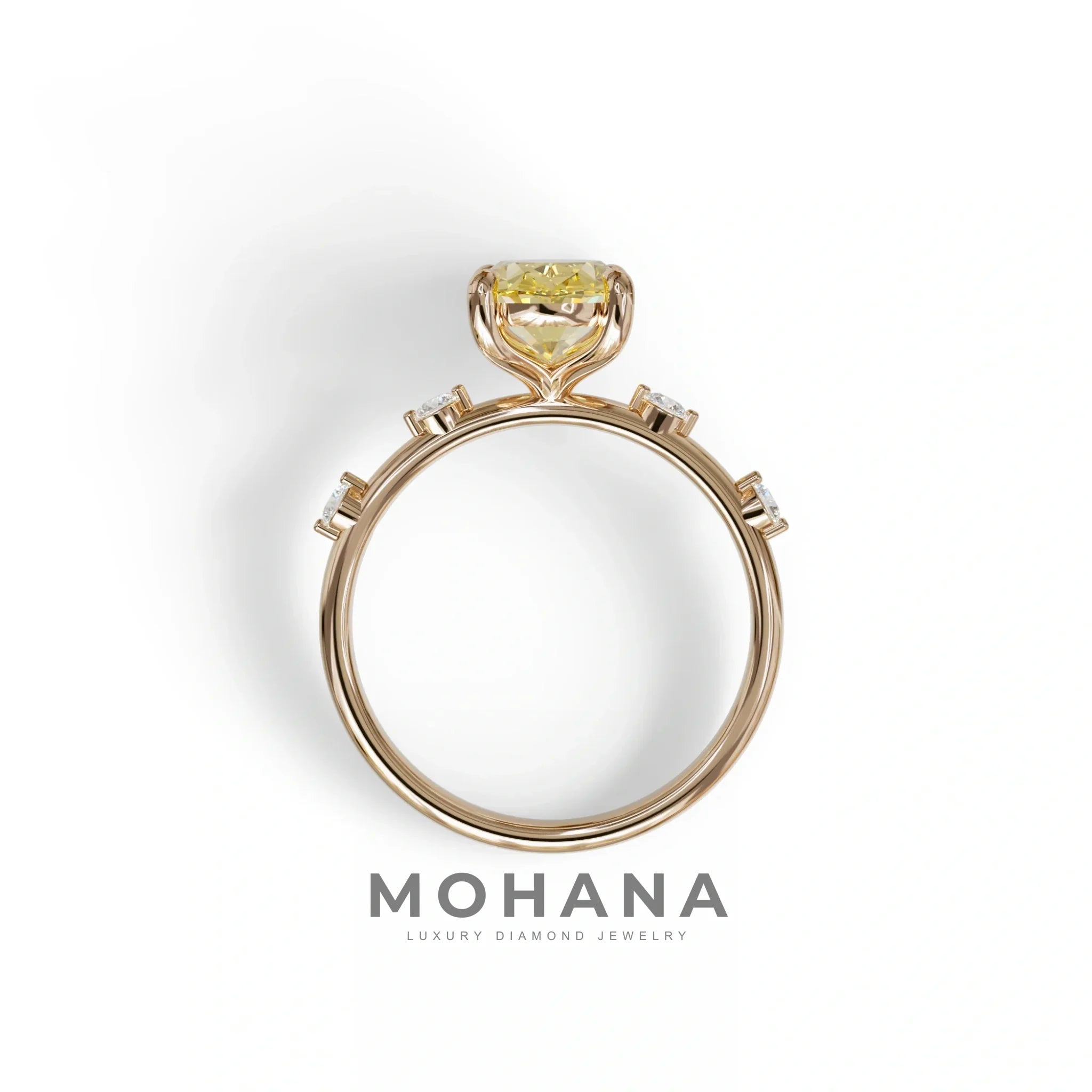 2 Ct Yellow Oval Cut Lab Diamond In Space-Chanel Setting Ring - Celestial