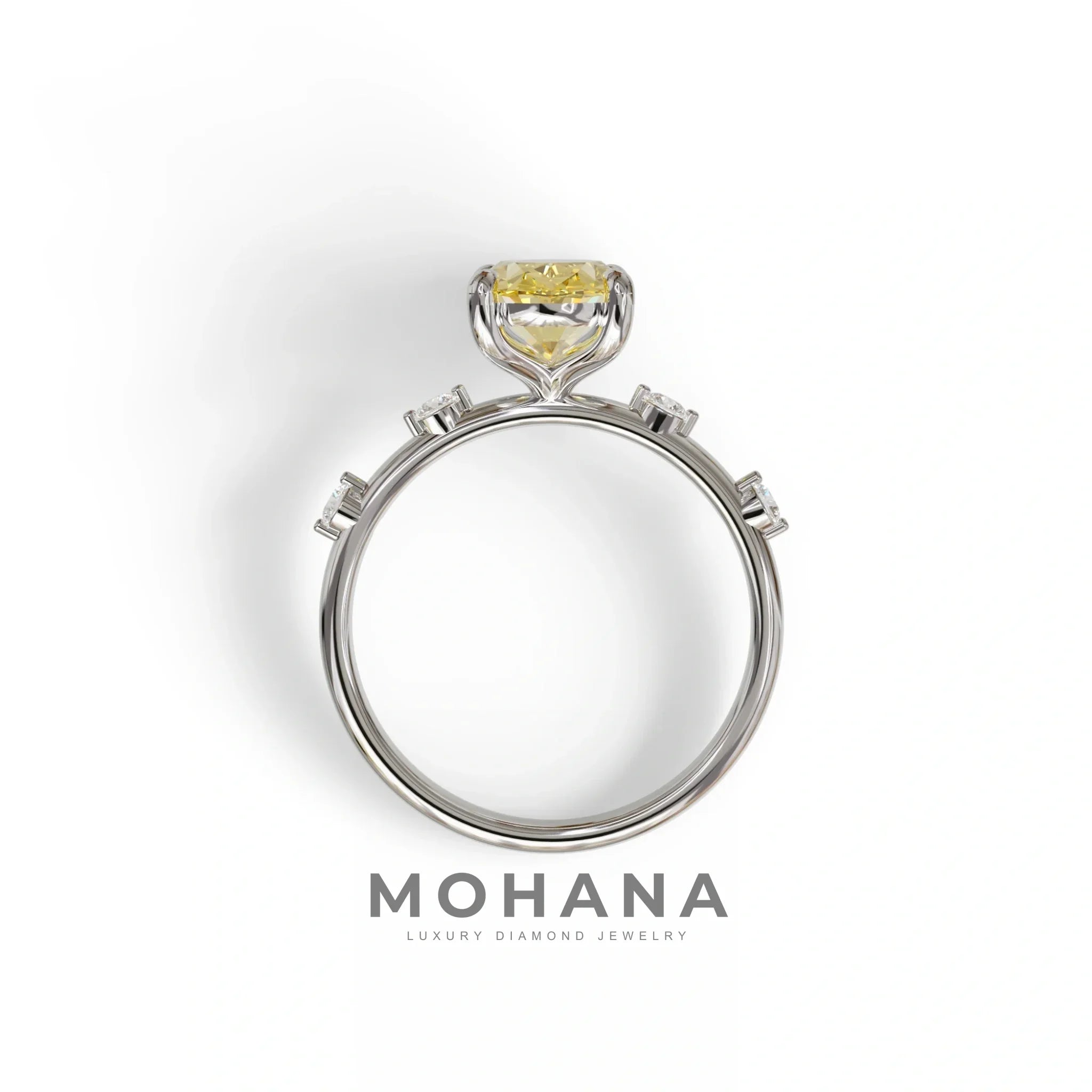 2 Ct Yellow Oval Cut Lab Diamond In Space-Chanel Setting Ring - Celestial