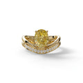 2 Carat Fancy Yellow Oval Cut Lab Grown Diamond Ring | Curve Setting - Brilliance - 10K Solid Gold / Yellow Gold