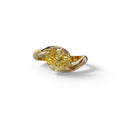 2 Carat Fancy Vivid Yellow Oval Cut Lab Diamond Ring - Estella - 10K Solid Gold / Yellow Gold