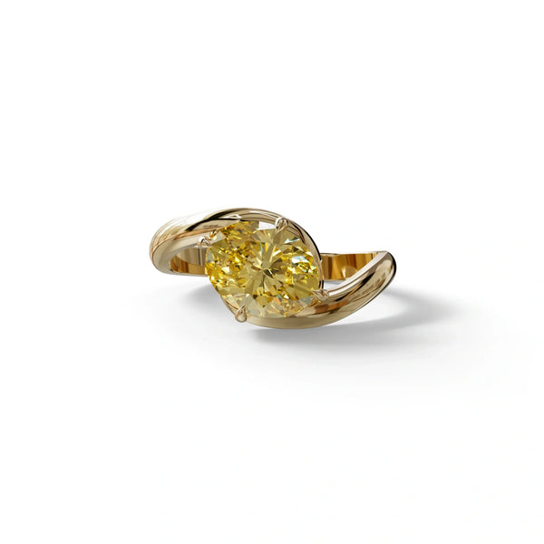 2 Carat Yellow Lab Grown Diamond Engagement Ring – Oval Cut Halo | Estella