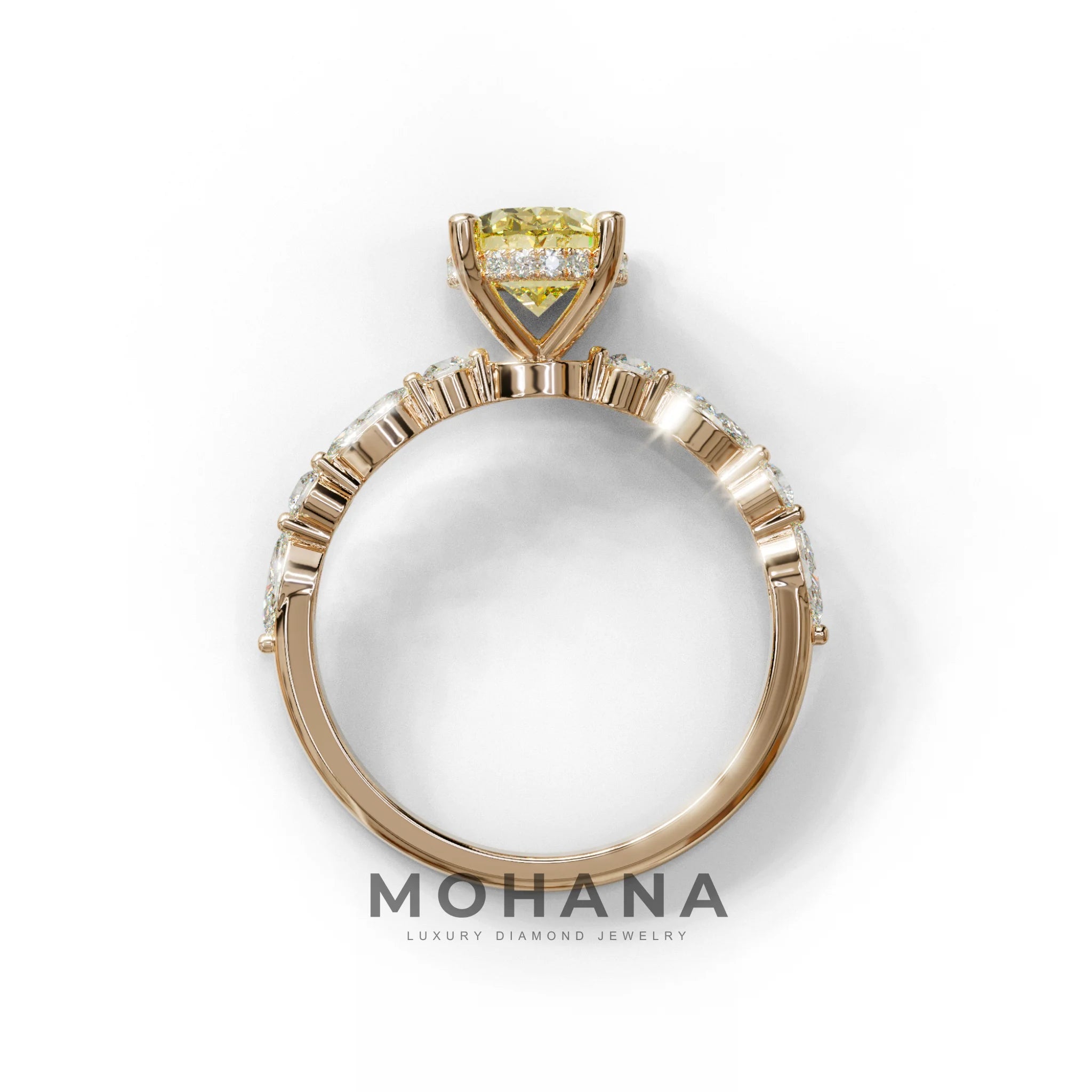 2 Carat Yellow Oval Cut Hidden Halo & Pave Lab Diamond Ring - Laina