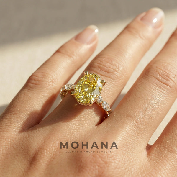 2 Carat Yellow Lab Grown Diamond Engagement Ring – Oval Cut Hidden Halo alternate view