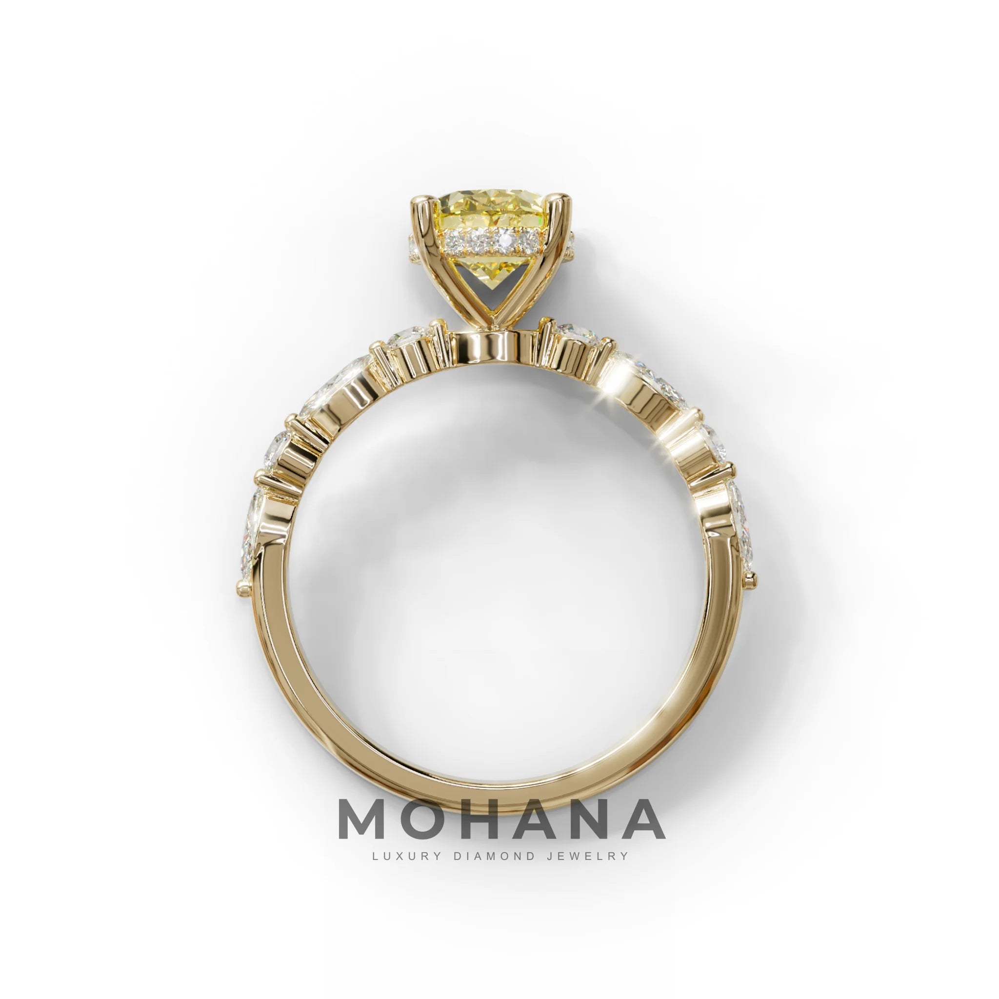 2 Carat Yellow Oval Cut Hidden Halo & Pave Lab Diamond Ring - Laina