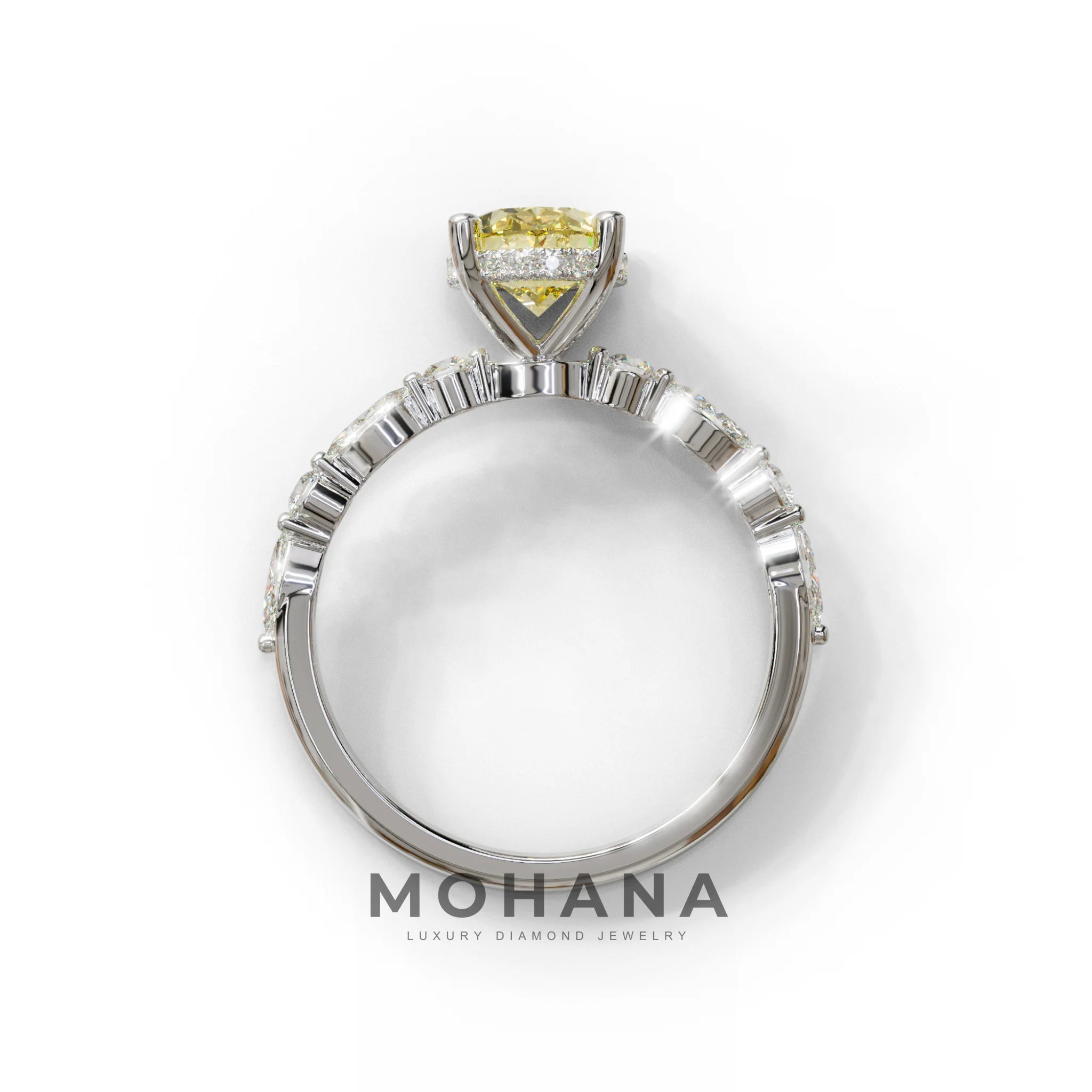 2 Carat Yellow Oval Cut Hidden Halo & Pave Lab Diamond Ring - Laina