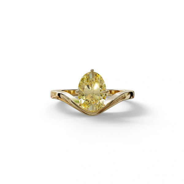 2 Carat Yellow Lab Grown Diamond Engagement Ring – Oval Cut Solitaire | Aura